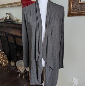 J.Jill Women's Small Gray Waterfall Open Front Cardigan Layering Minimalist 141
